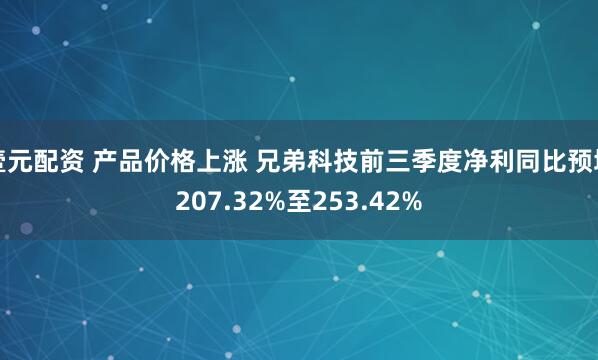 壹元配资 产品价格上涨 兄弟科技前三季度净利同比预增207.32%至253.42%