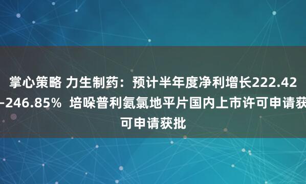 掌心策略 力生制药：预计半年度净利增长222.42%—246.85%  培哚普利氨氯地平片国内上市许可申请获批